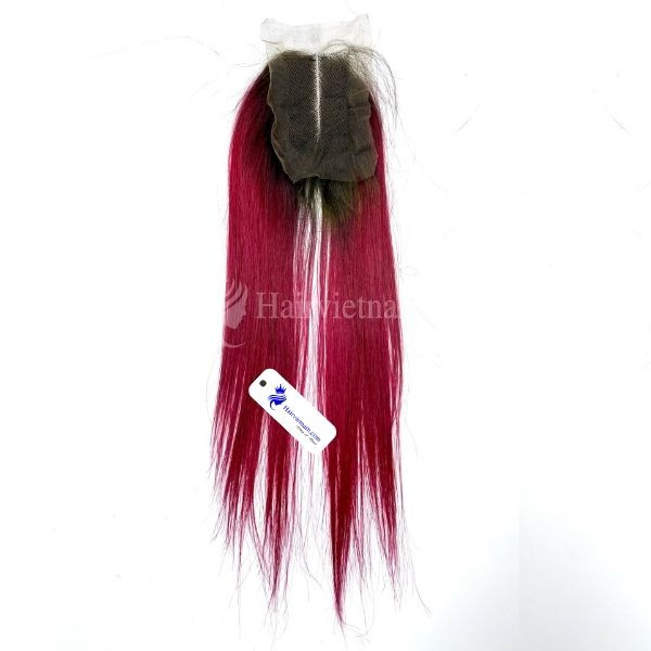 Vietnamese Ombre Burgudy Straight Lace Closure